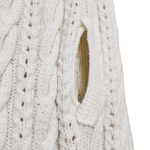 Vintage Handmade Crochet Cable Knit Button Fringe Poncho Cardigan - Great Cond - Picture 5 of 10